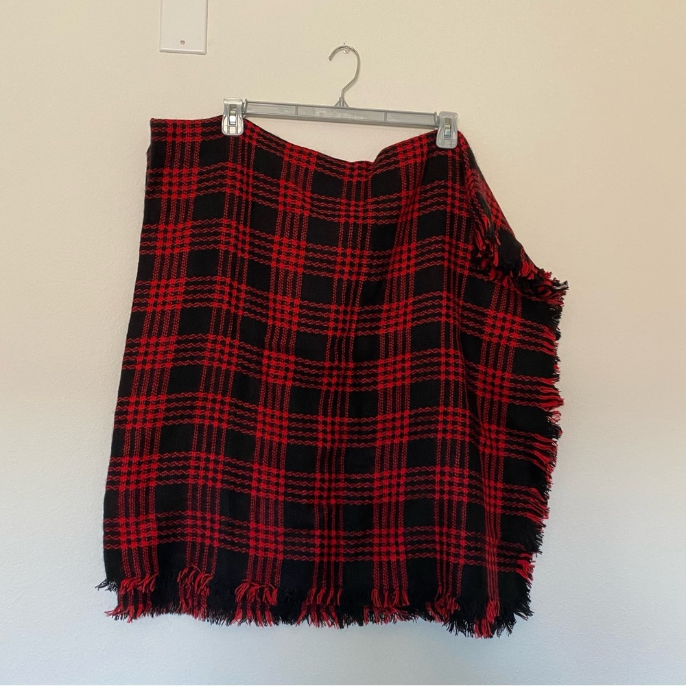Red and Black Plaid Blanket Scarf